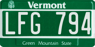 VT license plate LFG794