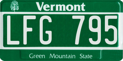 VT license plate LFG795