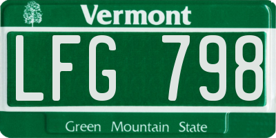 VT license plate LFG798