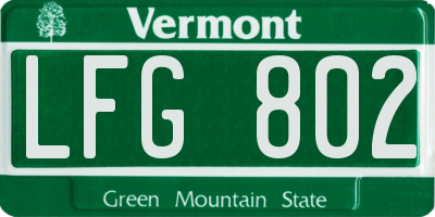 VT license plate LFG802