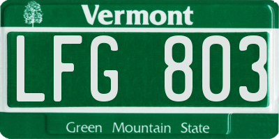 VT license plate LFG803