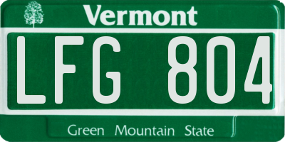 VT license plate LFG804