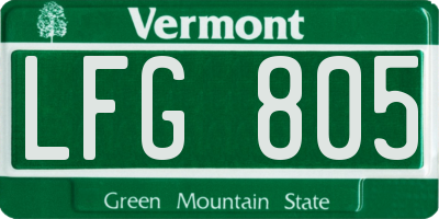 VT license plate LFG805