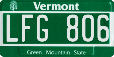 VT license plate LFG806