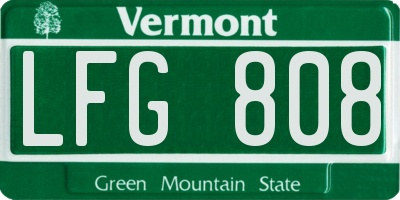 VT license plate LFG808