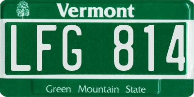 VT license plate LFG814