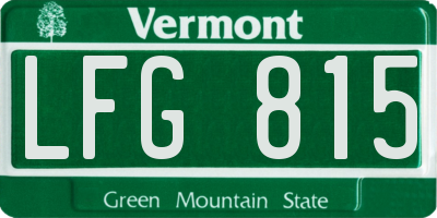 VT license plate LFG815