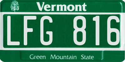 VT license plate LFG816