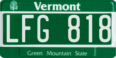 VT license plate LFG818