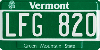 VT license plate LFG820
