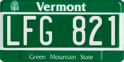 VT license plate LFG821