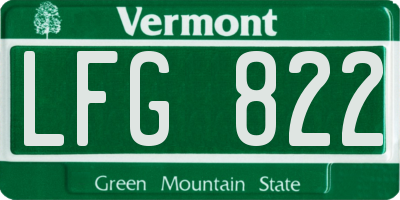 VT license plate LFG822