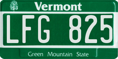 VT license plate LFG825
