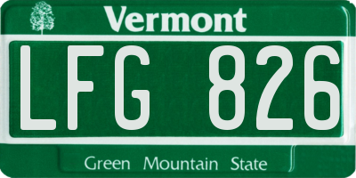 VT license plate LFG826
