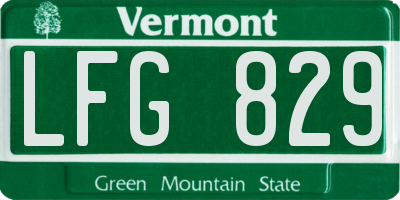 VT license plate LFG829