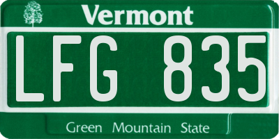 VT license plate LFG835