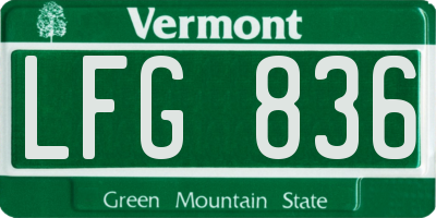 VT license plate LFG836