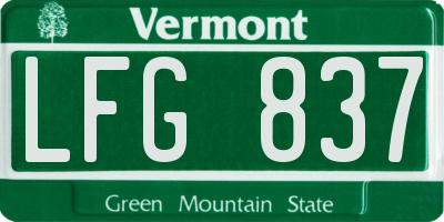 VT license plate LFG837