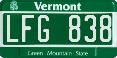 VT license plate LFG838