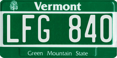 VT license plate LFG840