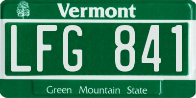VT license plate LFG841
