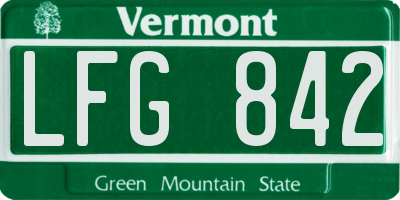 VT license plate LFG842