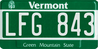 VT license plate LFG843