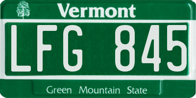 VT license plate LFG845