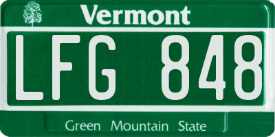 VT license plate LFG848