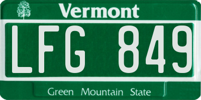 VT license plate LFG849