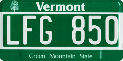 VT license plate LFG850