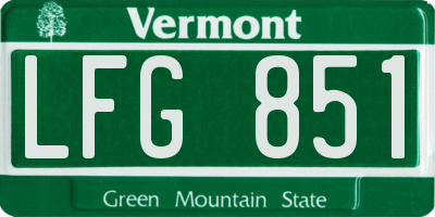 VT license plate LFG851