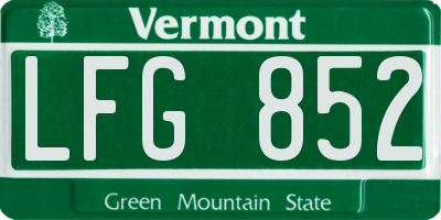 VT license plate LFG852