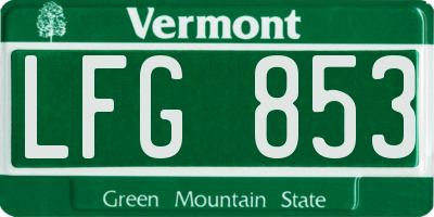VT license plate LFG853