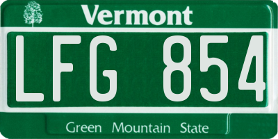 VT license plate LFG854