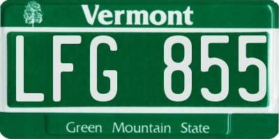 VT license plate LFG855
