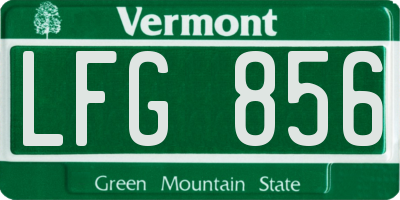 VT license plate LFG856