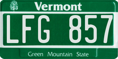 VT license plate LFG857