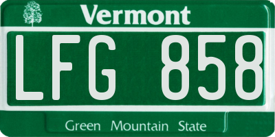 VT license plate LFG858