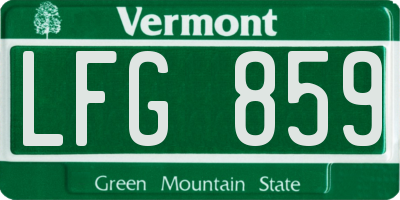 VT license plate LFG859