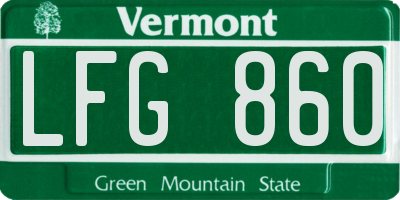 VT license plate LFG860