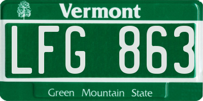 VT license plate LFG863