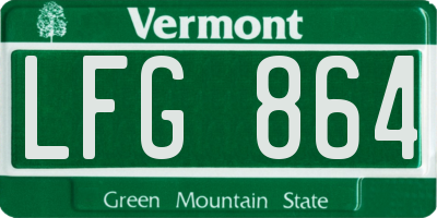 VT license plate LFG864