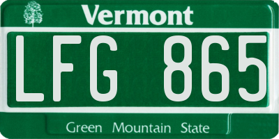 VT license plate LFG865