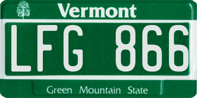VT license plate LFG866
