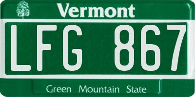 VT license plate LFG867