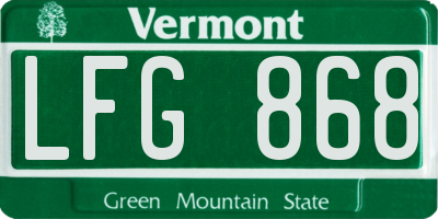 VT license plate LFG868