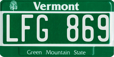 VT license plate LFG869