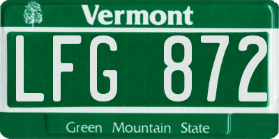 VT license plate LFG872