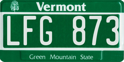 VT license plate LFG873